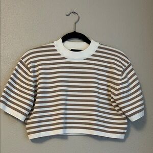 Striped Brown and White Women's Sweater